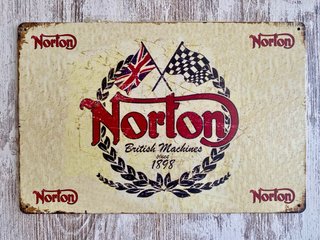 (521) Cartel Decoración Norton Motos Vintage
