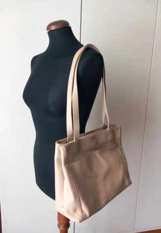 Borsa in vera pelle beige