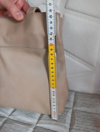 Borsa in vera pelle beige
