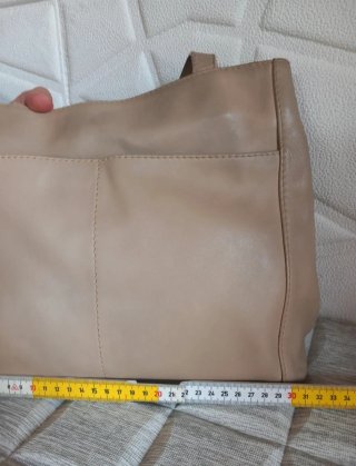 Borsa in vera pelle beige