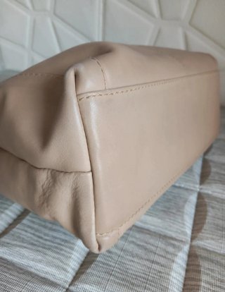 Borsa in vera pelle beige