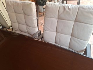 Mesa cristal 1.80m + 6 sillas