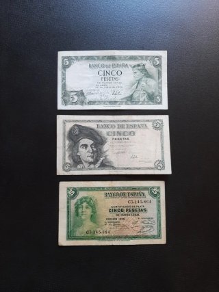 BILLETES ESPAÑOLES DE 5 PESETAS