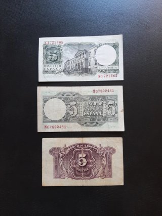 BILLETES ESPAÑOLES DE 5 PESETAS
