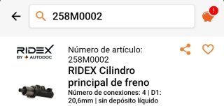 Bomba de freno RIDEX 258M0002