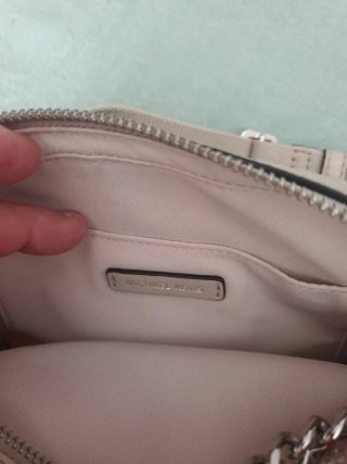 Bolso Michael Kors Beige Cadena Plata Nuevo
