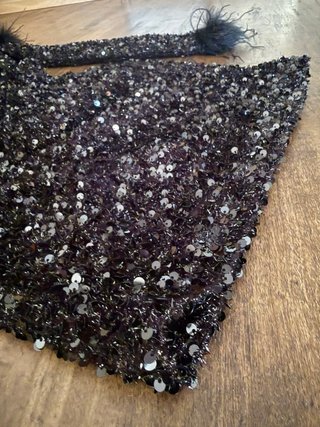 Vestido negro lentejuelas plumas ZARA