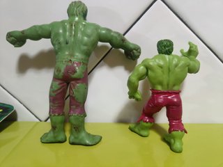 Lote blister y figuras goma pvc Hulk años 80