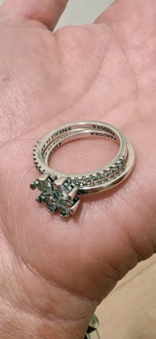 Dos anillos Pandora trébol flor