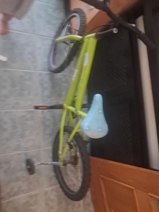 Bicicleta infantil verde con ruedines