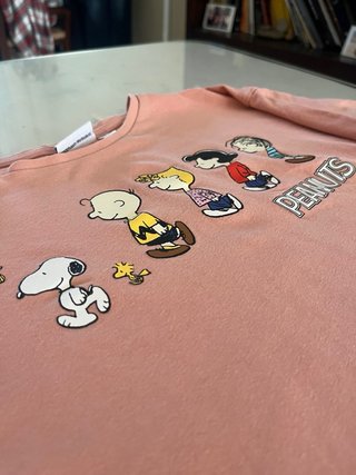 Camiseta Snoopy Peanuts Manga Larga Rosa 12A