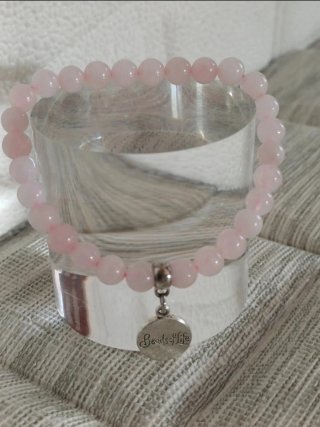 Bracciale Quarzo Rosa con Ciondolo Albero Vita