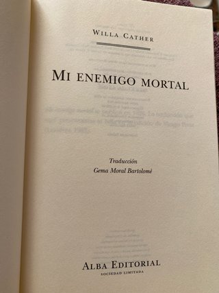 Willa Cather./ Mi enemigo mortal