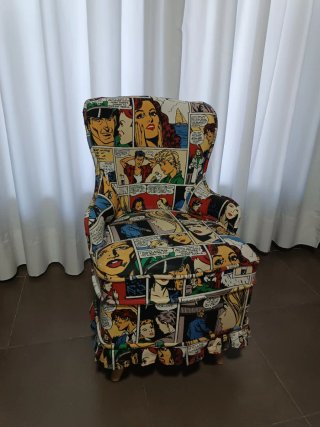 Butaca vintage tela cómic
