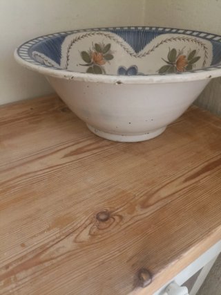 LEBRILLO ANTIGUO CERÁMICA FLORES