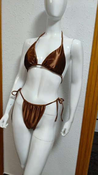 Micro Bikini triangulo marrón bronce con tiras