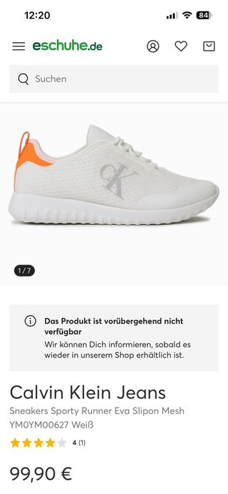 Zapatillas Calvin Klein Blancas Naranja T42