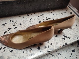 Zapatos y Clutch Madrina Beige/Dorado