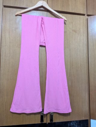 Pantalones campana cintura alta rosa