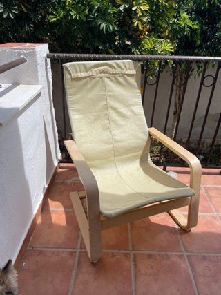 Silla ikea exterior beige madera