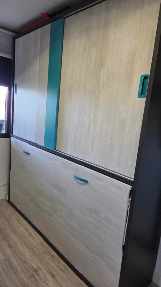 Mueble Cama/ armario Abatible gris y Azul