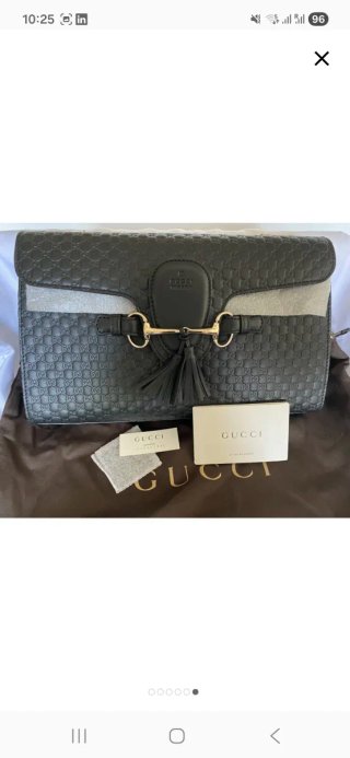 Bolso Hombro Gucci Emily Negro Auténtico
