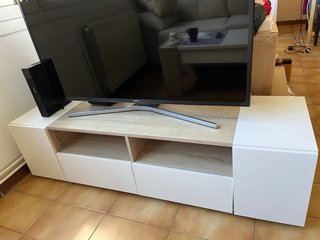 Mueble TV moderno blanco y madera