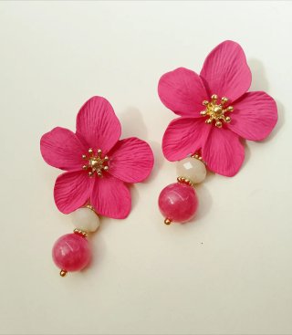 Orecchini Fiore Tormalina Rosa Fucsia