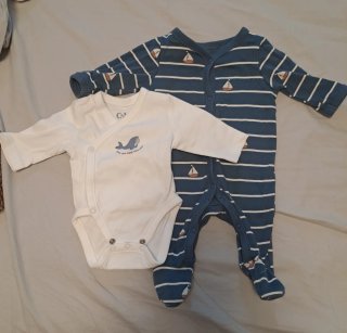 Conjunto C&A Pijama y Body 0-1 Meses