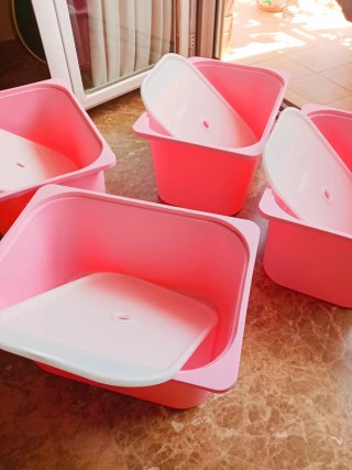 4 Cajas de almacenaje rosa Ikea con tapa