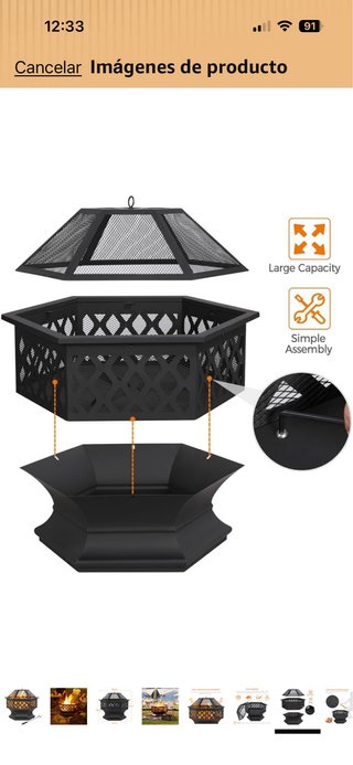 Brasero Exterior Hexagonal Leña