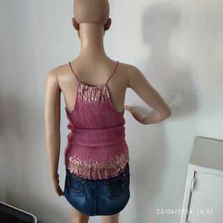 Top Divina rosa con paillettes oro T.S