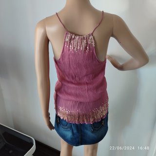 Top Divina rosa con paillettes oro T.S