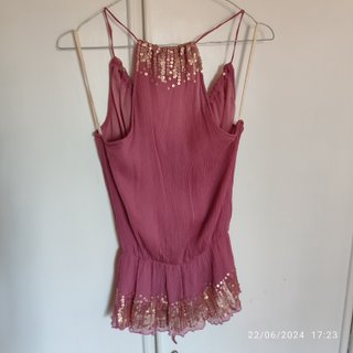 Top Divina rosa con paillettes oro T.S