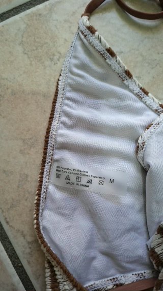 Costume bikini a righe marrone e bianco