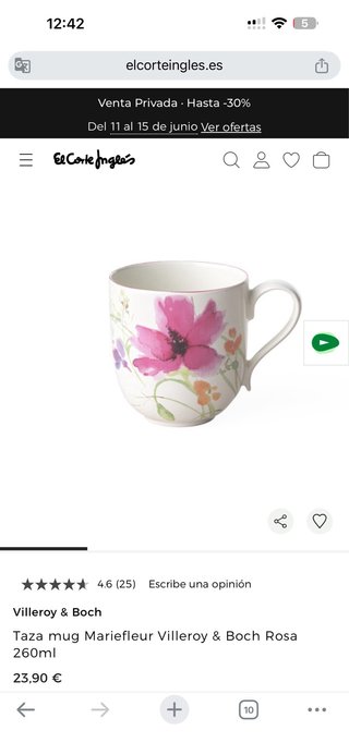 Taza Mug Villeroy & Boch Mariefleur (Premium Porce