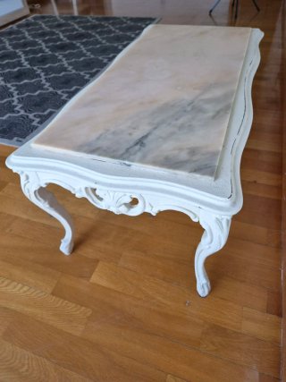Mesa baja vintage mármol y madera