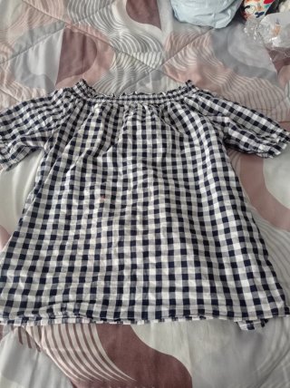 Blusa cuadros azul y blanco