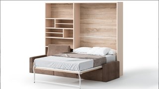 Cama abatible vertical con sofá y chaise longue No