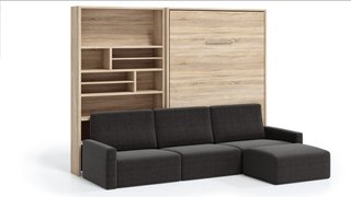 Cama abatible vertical con sofá y chaise longue No