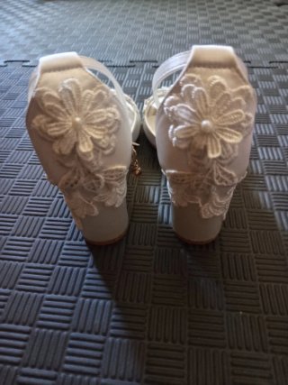 Sandalias Novia Tacón Perla Encaje