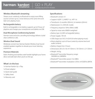 Altavoz Bluetooth Harman Kardon GO+PLAY Wireless
