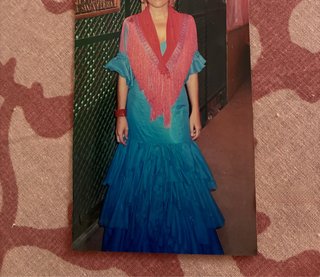 Traje de flamenca azulina