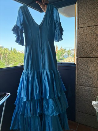 Traje de flamenca azulina
