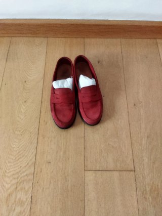Mocasines ante rojo mujer