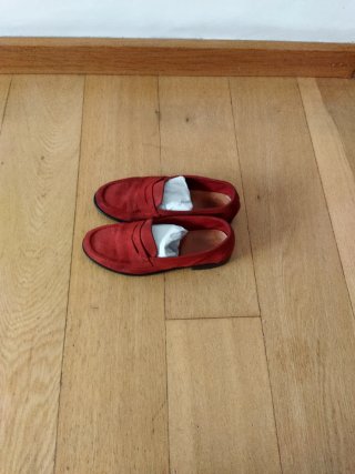 Mocasines ante rojo mujer