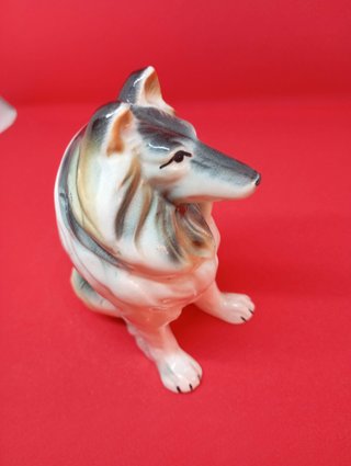 Statuetta vintage Cane Collie Porcellana