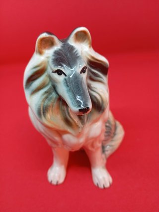 Statuetta vintage Cane Collie Porcellana