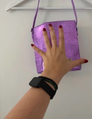 Bolso Hombro Metalizado Morado