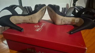Tacones Melanie Fiesta Negro y Plata